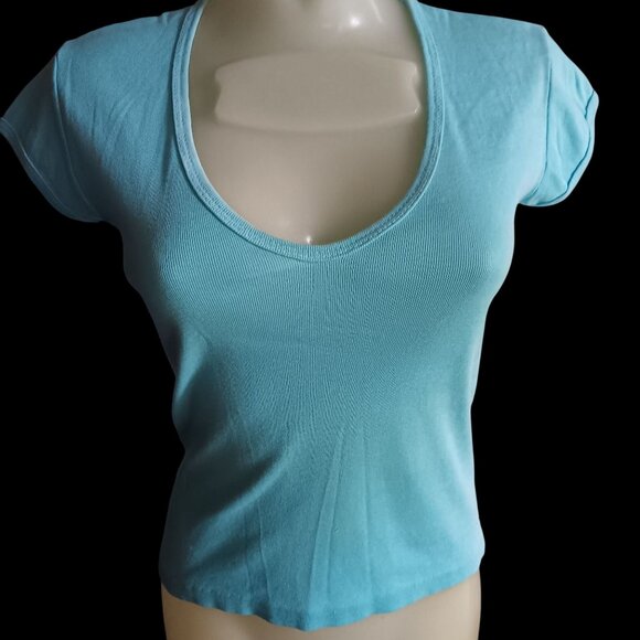 Vintage Womens T-shirt Medium Single Stitch 80's Scoop Neck Fitted Mom Distress - Picture 1 of 9